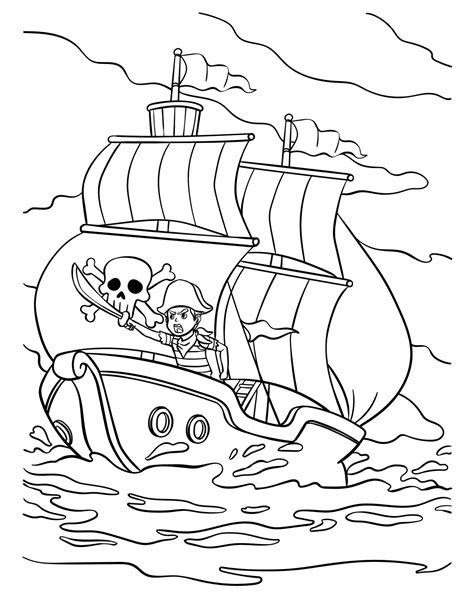 Pirate Ship Coloring Page for Kids 16920864 Vector Art at Vecteezy