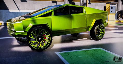 Digitally Wrapped Neon Green Tesla Cybertruck Sits Fashionably on ...