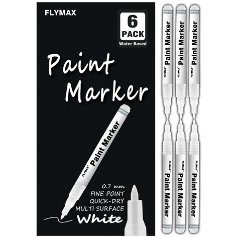 White Paint Pen, 6 Pack 0.7mm Acrylic White Permanent Marker White ...