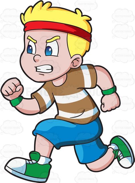 A Boy Running Fast To Win An Athletics Race | Running cartoon, Running ...