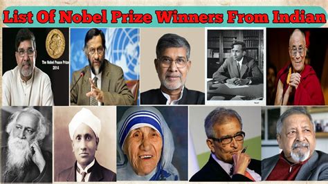 List Of Nobel Prize Winners From Indian - YouTube