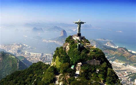 Magnificent view from the bird's eye view of Christ the Redeemer in Rio ...