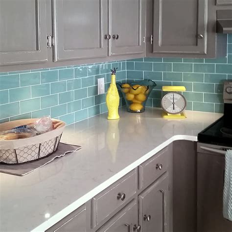 Sage Green Glass Subway Tile Kitchen Backsplash - Tilehub