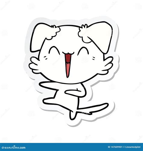 Sticker of a Happy Dancing Dog Cartoon Stock Vector - Illustration of ...