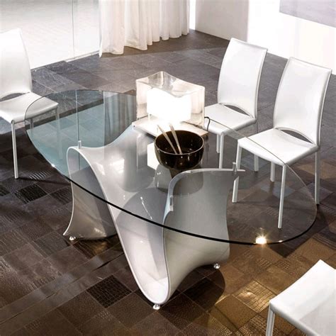 Tonin Casa Wave 8014 Oval | Glass Dining Table | Contemporary Dining ...