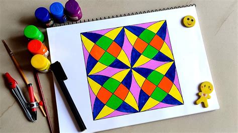 Geometric Square Art || Geometric Art Drawing || How to Draw Geometric ...