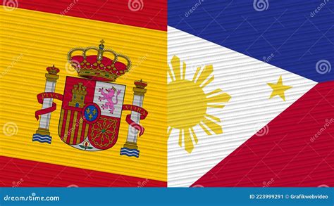 Philippines and Spain Flags Together Fabric Texture Illustration Stock ...