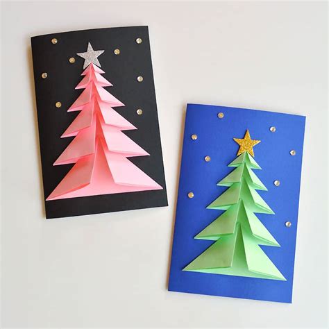 Christmas Tree Card | Easy 3D Paper Tree Card - One Little Project