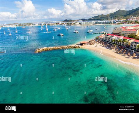 The Caribbean island of St.Maarten landscape and Cityscape. The French ...