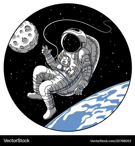 Astronaut or cosmonaut in open space sketch Vector Image