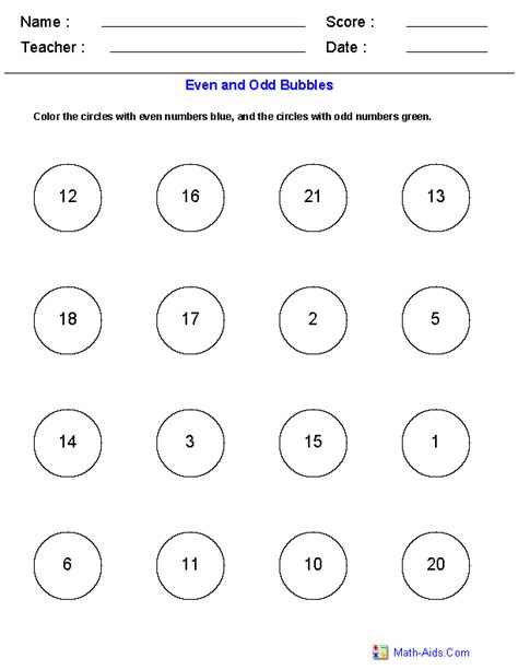 Even and Odd Worksheets | Dynamically Created Even and Odd Worksheets