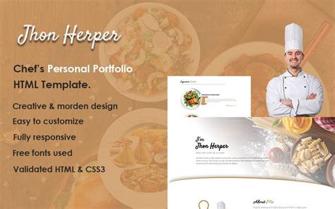 Jhon Herper - Chef Personal Portfolio Website Template