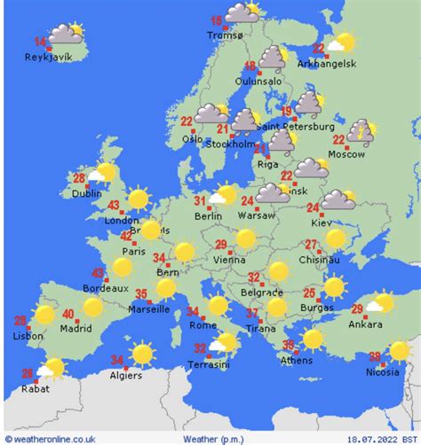 Europe Map Weather Forecast - Gretel Hildagarde