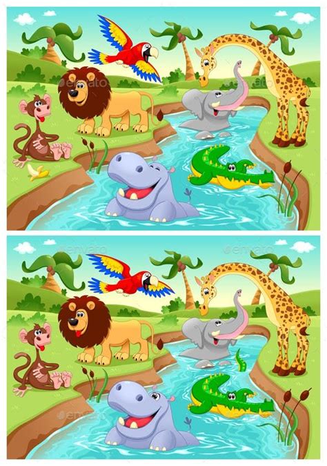 Spot the Differences - Animals Characters Find The Difference Pictures ...