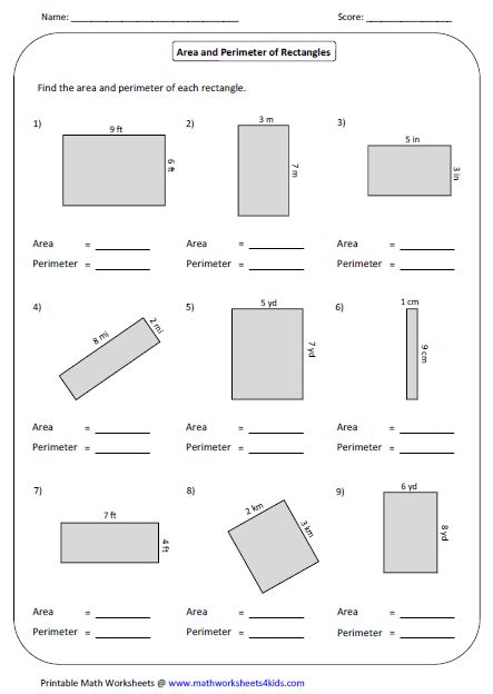 Rectangle Worksheets