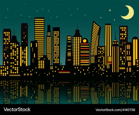 Cartoon night city Royalty Free Vector Image - VectorStock