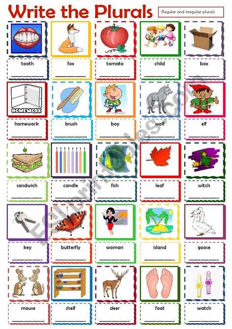 Write the Plurals - ESL worksheet by Krümel