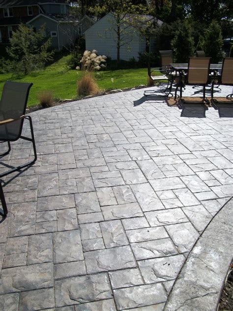 Ashler slate stamped concrete patio