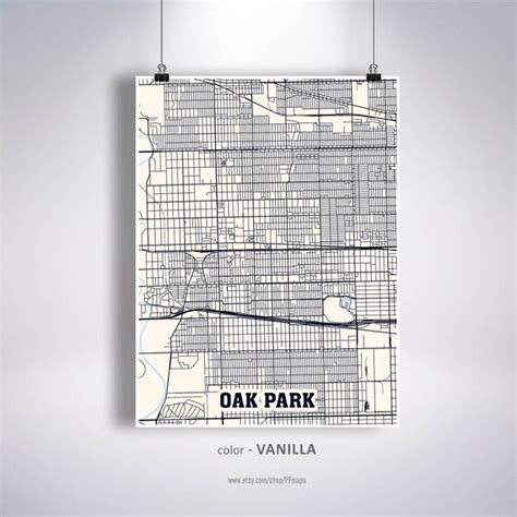 Oak Park Map Print Oak Park City Map Illinois IL USA Map - Etsy