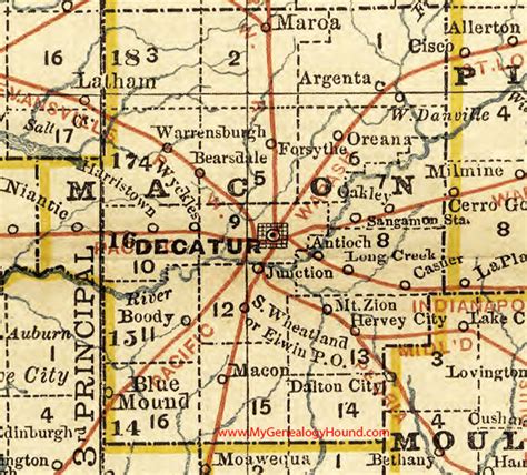 Macon County, Illinois 1881 Map, Decatur