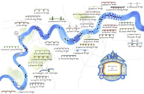 An Illustrated Map Of Bridges On The Thames | Londonist