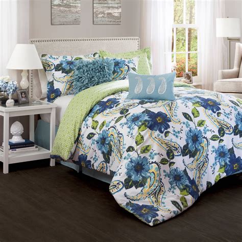 Lush Decor Floral Paisley Comforter Blue/Green 7-Piece Set - Walmart.com