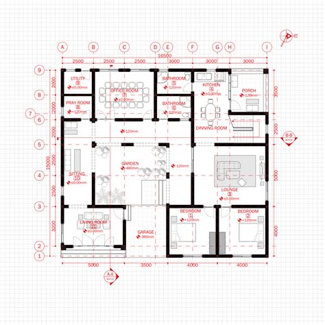 Modern House Office Architecture Plan with floor plan metric units ...