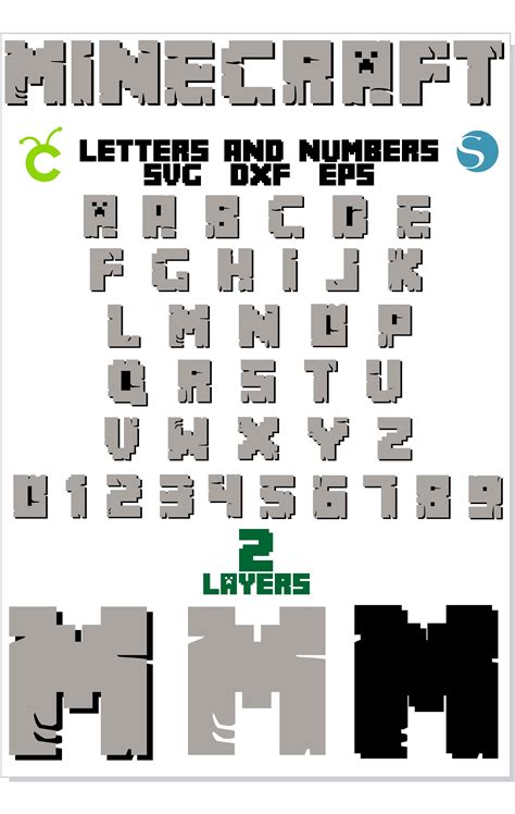 Minecraft font alphabet letters and numbers svg | eps | dxt | Minecraft ...