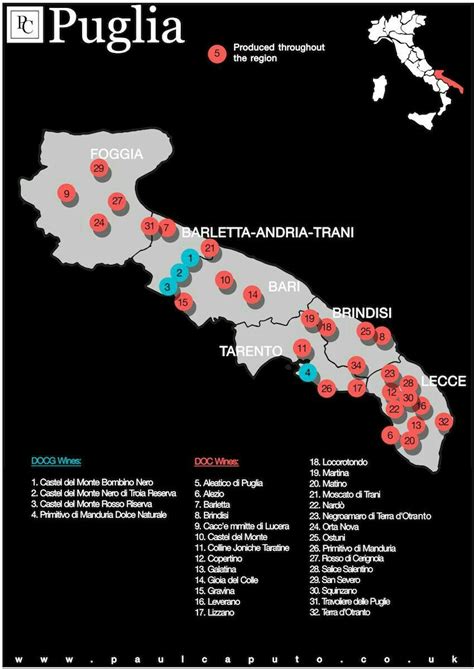 Puglia wine region map Italy | Vinos, Vino, Viñedos