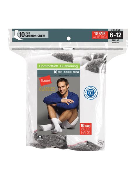 84/10 - Hanes Classics Men`s Crew Socks