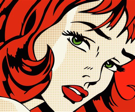 Redhead - Roy Lichtenstein Style Digital Art by Retro Pops