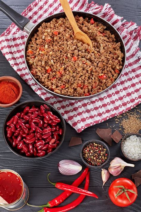 Ingredients for Chili Con Carne, Top View Stock Image - Image of chilli ...