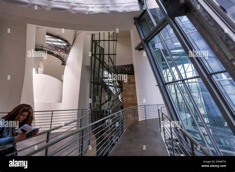 Interior of the Guggenheim Museum Bilbao designed by Canadian-American ...