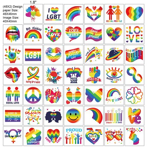 Buy HOWAF Gay Pride Tattoos LGBT Rainbow Temporary Tattoo Sticker, 48 ...