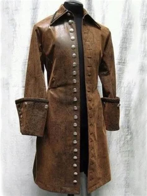 Steampunk Pirate Leather Coat | Steampunk Captain Leather Jacket