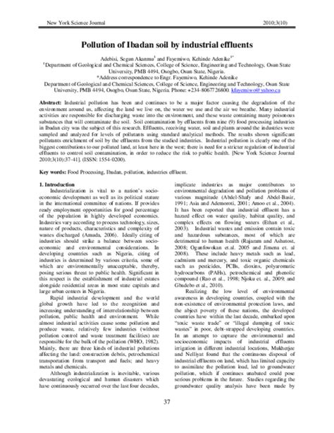 (PDF) Pollution of Ibadan soil by industrial effluents | Kehinde ...