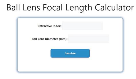 Ball Lens Focal Length Calculator - Savvy Calculator