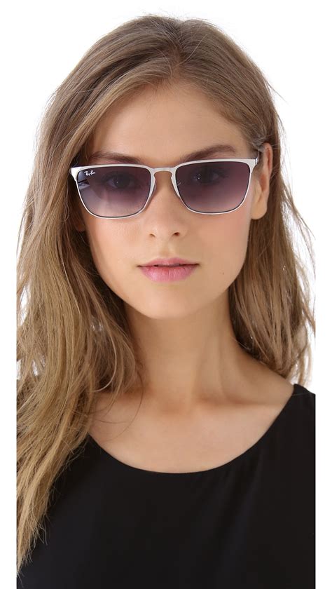 Lyst - Ray-Ban Highstreet Square Sunglasses in Metallic