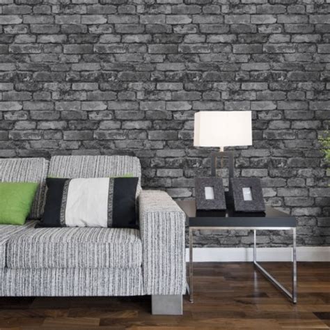 Download Grey Wallpaper Living Room - Brick Wallpaper Lounge Ideas On ...