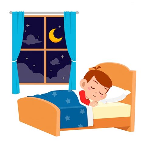 Premium Vector | Happy cute little kid boy sleep in the night