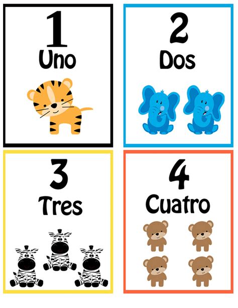 Tarjetas del 1 al 10 para Niños con Ilustraciones de Animalitos