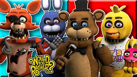 Freddy, Bonnie, Chica & Foxy Play Would You Rather? - YouTube