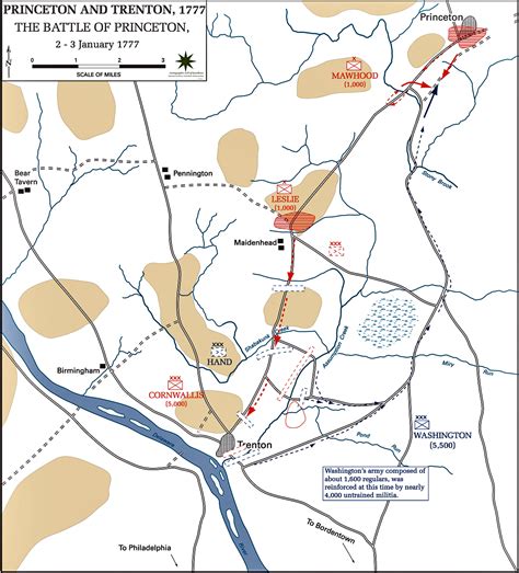 Map of the Battle of Princeton - January 3, 1777