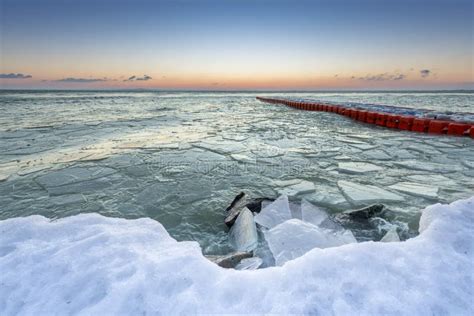 Sunrise By The Lake Balaton In Winter, Hungary Stock Photo - Image ...