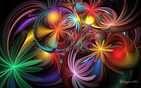 Vibrant Fractal Flower HD Wallpaper by Peggi Wolfe