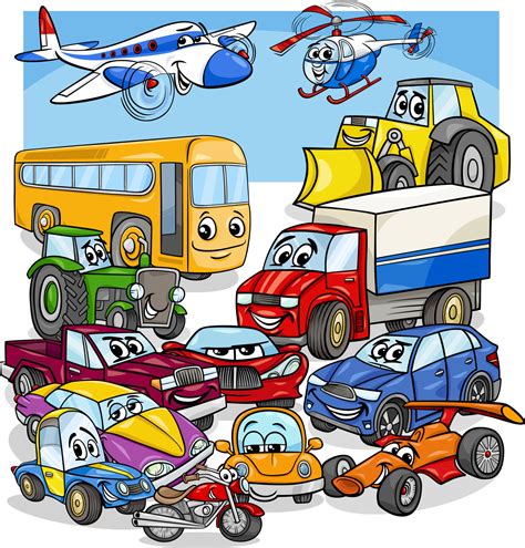 car and vehicles cartoon characters group 6713170 Vector Art at Vecteezy