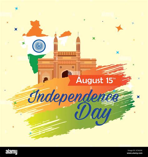 indian happy independence day, celebration 15 august, with gateway and ...