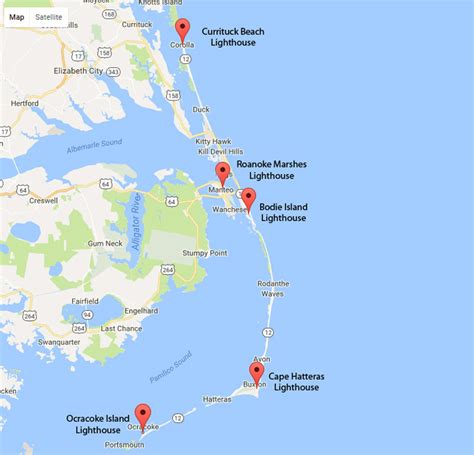 Map of Outer Banks NC Lighthouses | OBX Stuff