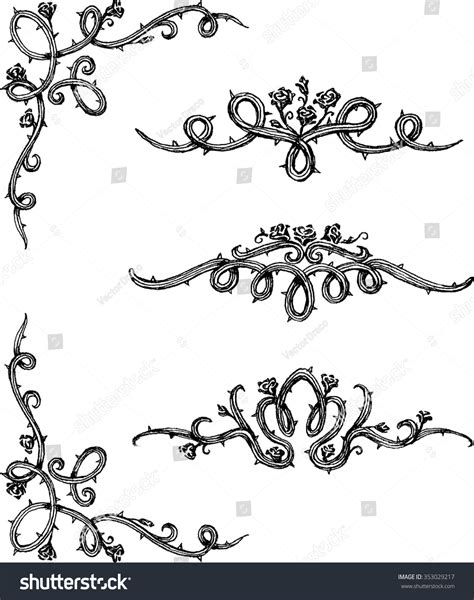 Vine Rosesset Thorny Rose Vines Hand Stock Vector (Royalty Free ...