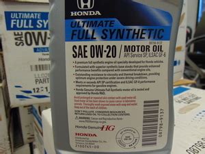 Genuine HONDA Ultimate Full Synthetic (0W 20) motor oil 08798-9137 ...